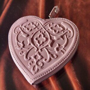 BRIGHTON Sophia Power of Pink Embossed Heart Shaped Coin Purse. NWT.